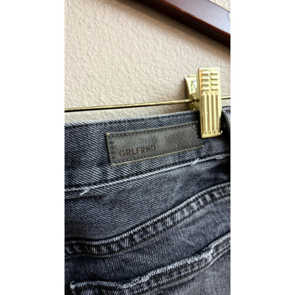 GRLFRND Tatum Jeans 27 Midnight Rambler Raw Hem Frayed Faded Black Straight Leg - Picture 5 of 8